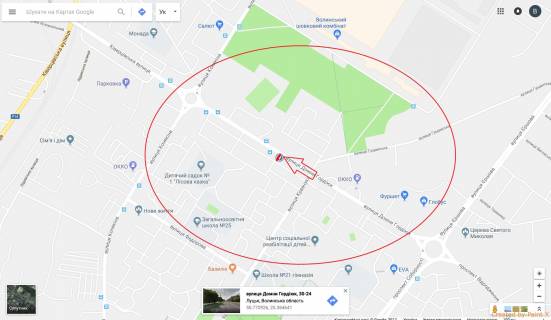 Билборд B в Луцке, 3х6  вул.Захисників України (колишня Гордіюк), 35(поруч офіс телефонної компанії "Фотаком") схема