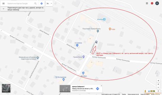 Билборд A в Киверцах, 3х6  м. Ківерці, вул. Соборності, 4а   центр, залізничний вокзал, торг. Центр, ресторан схема