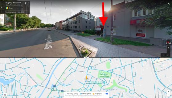 Билборд A в Луцке, 1,8х1,2  вул. Виниченка, 26 Б ст Директорія, в напрямку до Променя схема