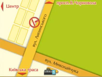 Билборд A в Львове пер. вул. Липинського – Миколайчука схема