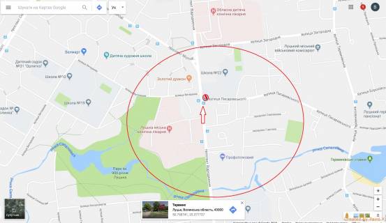 Билборд A в Луцке, 3х6  пр-т Відродження - вул Олімпійська (колишня Писаревського) А ст схема
