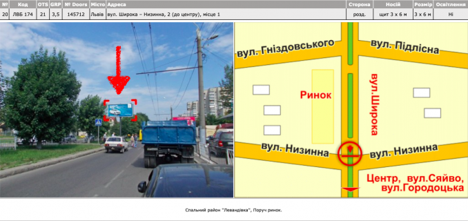 Билборд Р/П в Львове вул. Широка – Низинна, 2 (до центру), місце 1 фото 1
