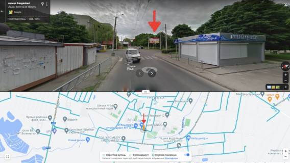 Билборд A в Луцке, 3х6  Бульвар Івана Газюка (колишня Дружби Народів) - вул. Бенделіані (Перехрестя базарчик) схема