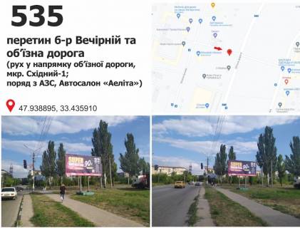 Билборд A в Кривом Роге б-р Вечірній, 15 (Автосалон "Аэлита", АЗС "Авиас") фото 1
