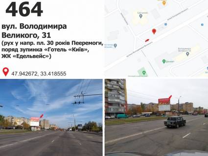 Билборд B в Кривом Роге вул. Володимира Великого (Мелешкіна),29в (ЖК "Созидатель"), рух у напрямку пл. 30 років Перемоги фото 1