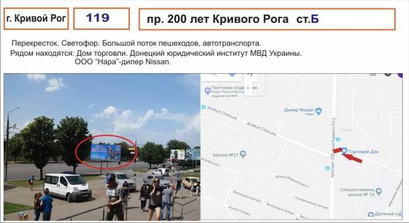 Билборд B в Кривом Роге пр. 200-річчя Кривого Рогу, поряд з апостоловським супкрмаркетом одягу перехрестя. фото 1