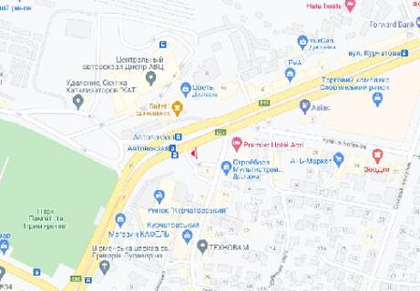 Видеоборд A в Днепр (Днепропетровск), 2.32x3.14  Курчатова вул., 5, (розширення 480х336) - 451084 схема
