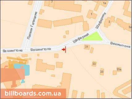 Billboard A in Lviv, 3x6  Vasingtona Dz st., 100m vid Zelenoi st., z / d pereizd, do st. Pasicnoi scheme