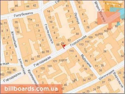 Ситилайт A в Львове, Сітілайт 1.2х1.8  Городоцька вул., 86 (у зоні перехр. з вул. Головацького). схема