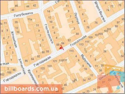 Ситилайт B в Львове, Сітілайт 1.2х1.8  Городоцька вул., 86 (у зоні перехр. з вул. Головацького). схема