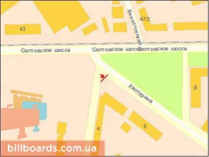 Билборд A в Харькове Халтурина ул. 4/Салтовске шоссе схема