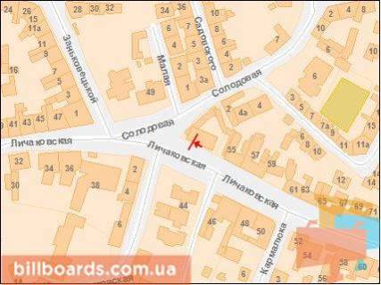 Ситилайт A в Львове, Сітілайт 1.2х1.8  Личаківська вул.,  біля "Винниківського" ринку схема