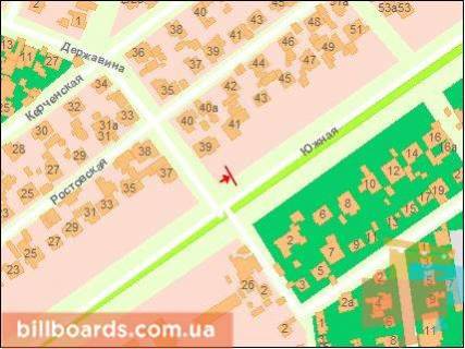 Билборд B в Одессе, Щит 3x6  Південна дорога 39 схема