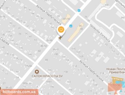 Билборд A в Черкассах, Щит 3x6  Чорновола В'ячеслава вул. / Нарбутівська (Петровського) вул., в центр схема
