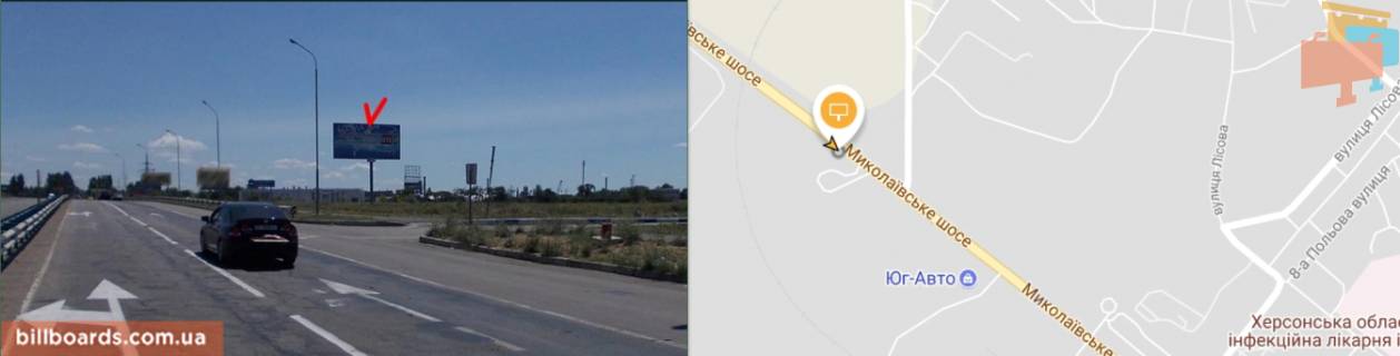 Билборд A в Херсоне, Щит 3x6  Миколаївське шосе в`їзд 1 (до повороту на с Степанівка) схема