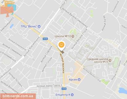Билборд A в Ивано-Франковске, Щит 3x6  Стуса вул / Івасюка вул, ринок, магазини, дорога до ж / м "Софіївка", до центру схема