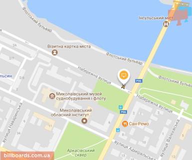 Билборд B в Николаеве Аркасівська вул. (Пушкінська)  / Набережная ул схема