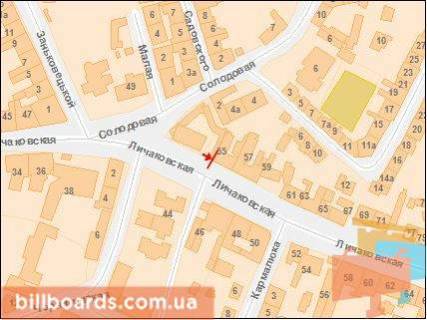 Билборд B в Львове Лычаковская ул. 55, из центра  схема
