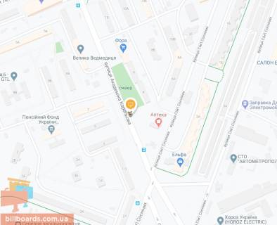 Билборд B в Киеве, Щит 3x6  Корольова Академіка просп., 4, сквер, в напрямку до Івана Дзюби вул. (Сім’ї Сосніних) схема
