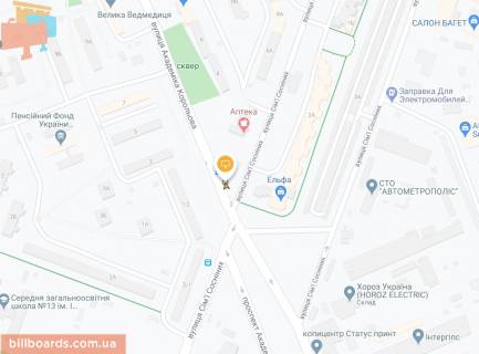 Билборд A в Киеве, Щит 3x6  Корольова Академіка просп., навпроти буд.№ 1/2 схема