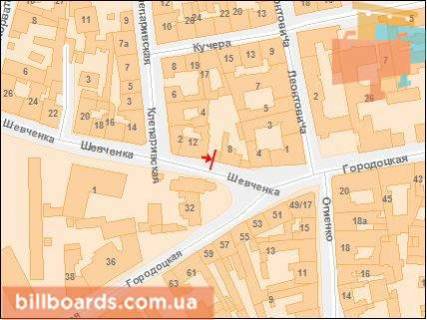 Билборд B в Львове Шевченко ул., 8 схема