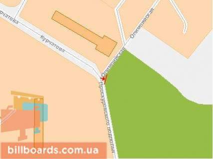 Billboard B in Khmelnitsky, Щит 3x6  Proskurivs'kogo Pidpilla st. / Kurcatova st., vid centru scheme