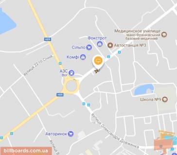 Билборд A в Ивано-Франковске Мазепы ул., супермаркет Сильпо, в центр !!! Размер 2800х5970 мм !!! схема