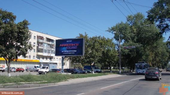 Білборд, Бігборд (Борд)  B у Сумах, Щит 3x6  Роменська вул / Українських Перемог вул. (Перемоги), в центр Фото 1