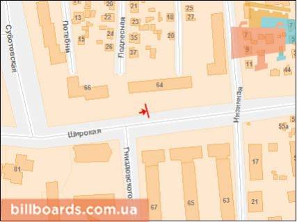Билборд B в Львове Широкая ул. 64, в центр  схема