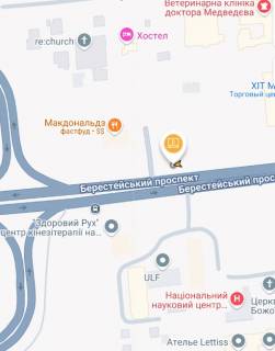 Билборд A в Киеве, борд  Берестейський пр.(Перемоги пр.), навпроти буд.№121б, в напрямку від ст.м. Житомирська схема