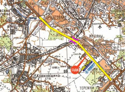 Білборд, Бігборд (Борд)  B у Києві, 3х6  Окружная дорога за 50м до территории ТЦ "АРАКС" схема