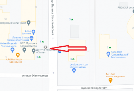 Нестандарт A у Києві, 2300х1300  вул. Велика Васильківська, 72 (ТЦ Олімпійський) схема