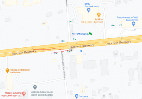 Нестандарт A в Киеве, 2300х1300  пр-т Перемоги, 117 (м. Житомирська, Кінотеатр Екран) схема