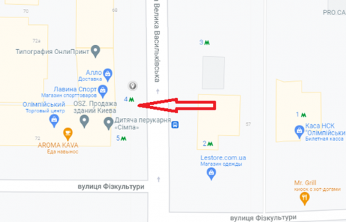 Нестандарт A у Києві, 2300х1300  вул. Велика Васильківська, 72 (ТЦ Олімпійський) схема