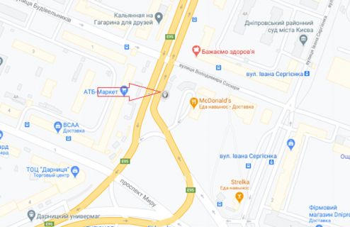 Нестандарт A в Киеве, 2300х1300  вул. Сосюри, 1 (Дарницька пл.) схема