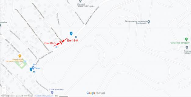 Білборд, Бігборд (Борд)  B у Києві, 6х3  с. Чайки, вул. Валентини Чайки, перехрестя з вул. Григорія Сковороди в напрямку вул. Зв"язківців схема