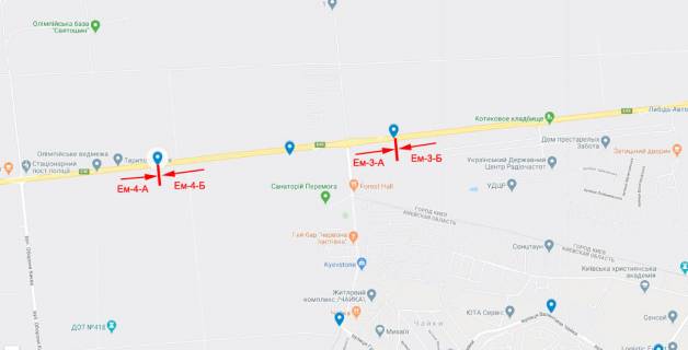 Білборд, Бігборд (Борд)  A у Києві, 6х3  Брест-Литовське шосе/Житомирське шосе після повороту на Чайки напр у Київ, ст.А схема