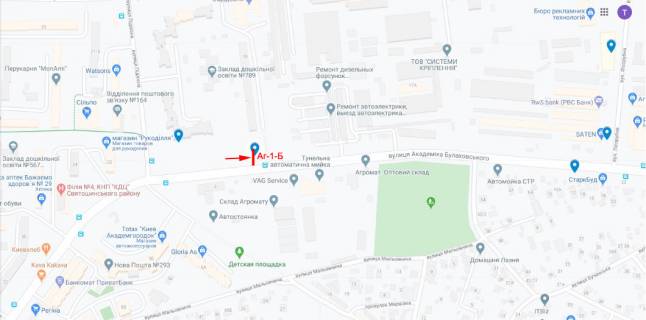 Білборд, Бігборд (Борд)  B у Києві, 6х3   вул. Академіка Булаховського, 19 напр. до пр. Ак. Палладіна схема