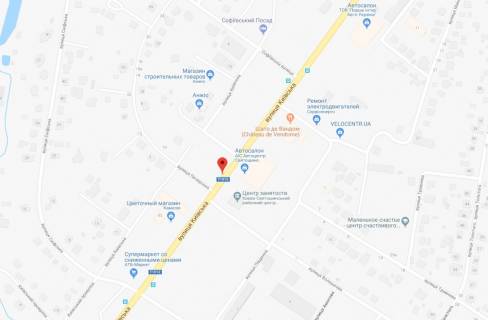 Billboard A in Sofiivska Borshchagivka, 3x6  st.Kiivs'ka, bila Kamelii, napravlenna na Boarku scheme