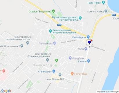 Билборд B в Вышгороде м. Вишгород, вул. Набережна, поворот на вул. Промислова, біля заводу ЗБМК, за 75м до АЗС WOG схема