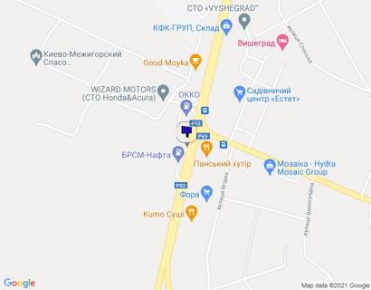 Билборд A в Вышгороде село Нові Петрівці, перед поворотом на Вишгород за 100м схема