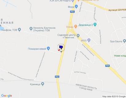Billboard B in Vishgorod Trasa "Kiiv-Ivankiv-Ovruc", R-02 km 19+ 250 livo, svitloforo, povorot na SANDORA, HENKEL-Ukraina, v'izd z Kieva scheme