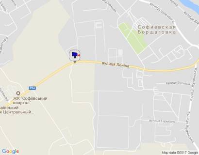 Билборд B в Софиевской Борщаговке c. Софіївська Борщагівка, траса Р-04 "Київ-Бишів-Звенигородка", км 2+450 ліво, вул. Соборна (Леніна), за 500м до ЖК "Софія Клубний", за 650м до ЖК "Софіївський квартал" та ЖК "Софія" схема