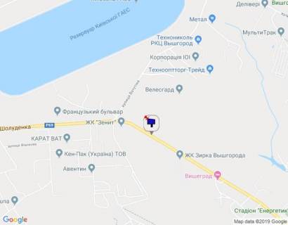 Билборд B в Вышгороде м. Вишгород, вул. Шолуденка, підйом з Вишгорода на Нові Петрівці, через 200м після заводу КАРАТ схема