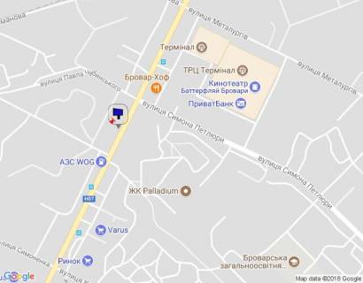 Билборд B в Бровары, 6х3  м.Бровари, вул.Київська, вул.Петлюри 25Б - напроти 100м до АЗК WOG схема