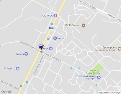 Билборд B в Бровары, 6х3  м.Бровари, вул.Київська 312 перетин з вул. Чорних запорожців, Симоненко (світлофор, напроти Епіцентр, Новус, ринок СБС) схема