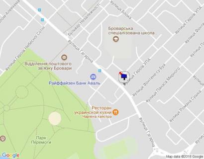Билборд A в Бровары, 6х3  м.Бровари, вул. Героїв України, 25, (напроти готель Спорт, перетин з вул.Героїв УПА) схема