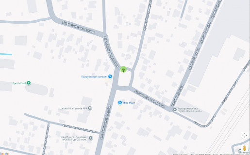 Билборд A в Фастове перекресток ул. Толстого, ул. Комарова, ул. Г.Сталинграда, центральная клиника (клумба) схема