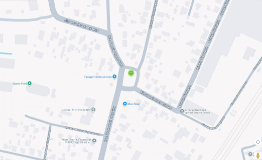 Билборд B в Фастове, 6х3  перехрестя вул. Героїв Чорнобиля (Толстого), вул. Захистників України (Комарова), вул. Білоцерківська (Г.Сталінграду), центр. клініка (клумба) схема