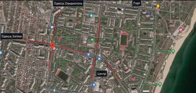 Билборд A в Черноморск (Ильичевск), А  Олександрійська\вул. 1 травня схема